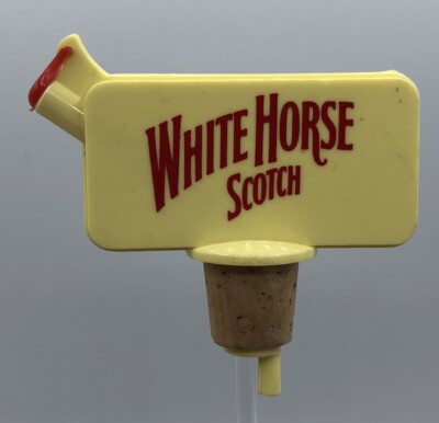 Vtg Retro White Horse Scotch Whiskey Spout Box Pourer Plastic, Seldom Seen HTF