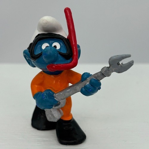 Smurfs 20120 Frogman Smurf Scuba Diver Snorkel Vintage Figure PVC