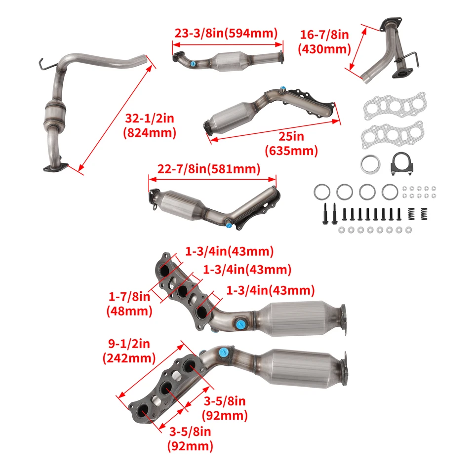 Juego de convertidores catalíticos para Toyota 4Runner 2003-2009/Tacoma 05-2011 V6 4,0 L 4x4 Foto 2 de 4