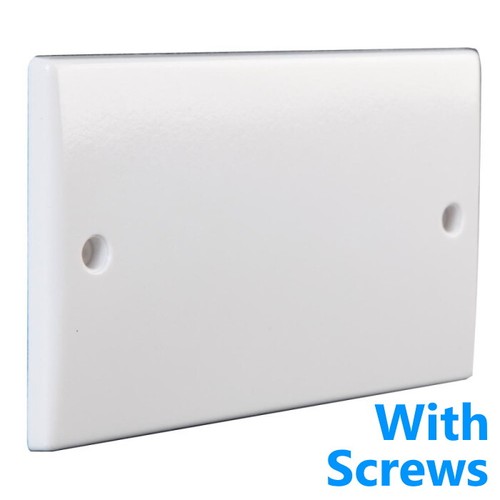 2 Gang Blanking Face Plate Double 2 Gang Socket Switch White Rounded Low Profile - Picture 2 of 3