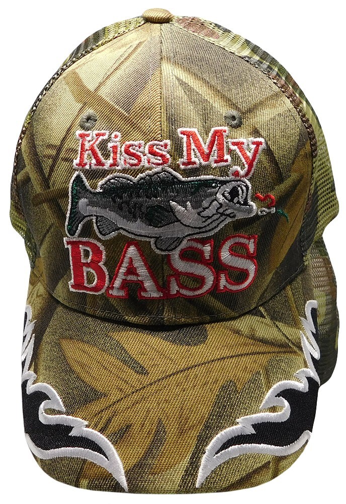Redneck Hillbilly Kiss My Bass Camouflage Mesh Fish Fishing