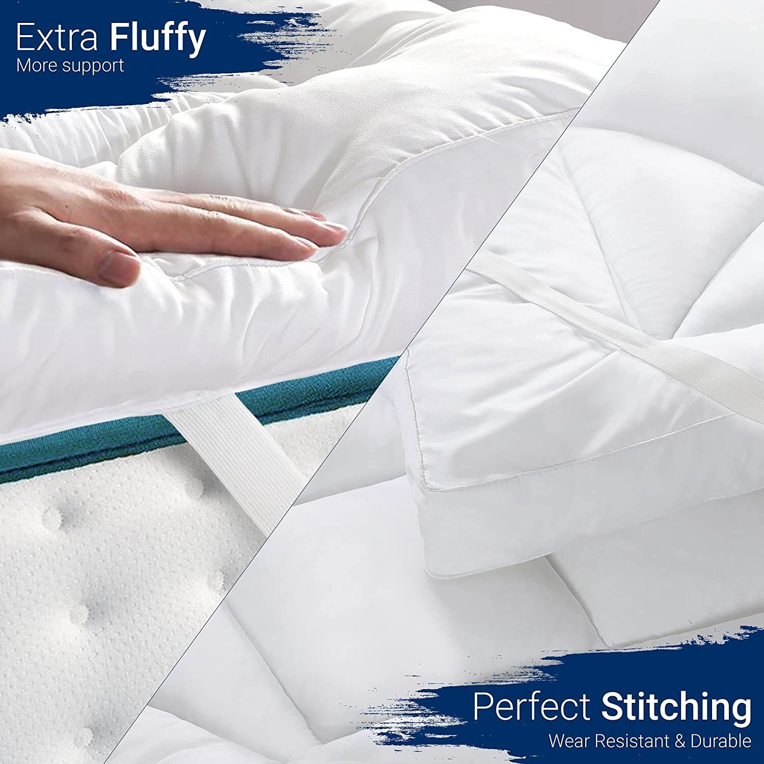 10cm Deep Mattress Topper Luxury Soft Hotel Quality Microfiber All Sizes 4" - Picture 37 of 47