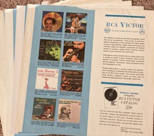 RCA VICTOR Records LP Inner Sleeves set of 5; circa 1966 