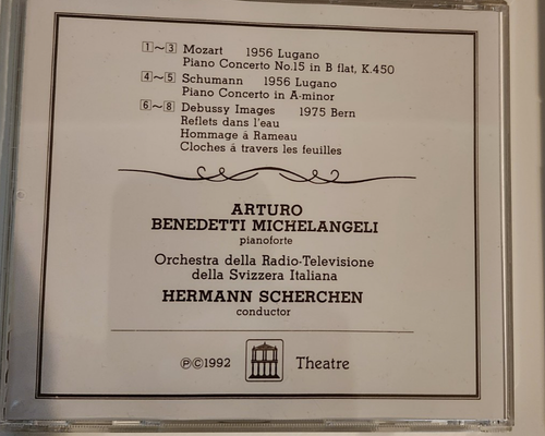 Rare Arturo Benedetti Michelangeli/Hermann Scherchen CD Mozart/Schumann/Debussy - Picture 2 of 2