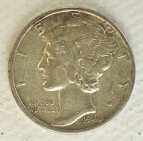 MERCURY DIME 10C P AU, 1942