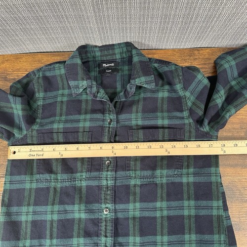 Lot of 2 Madewell Flannel Shirts Womens XS Classic Boyfriend Plaid Green White - Picture 17 of 19