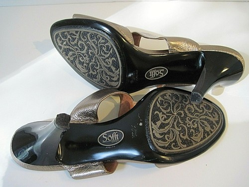 Sofft Women Metallic Gold Leather Heels With Front Crystals Design Size 9 M - Imagen 7 de 7