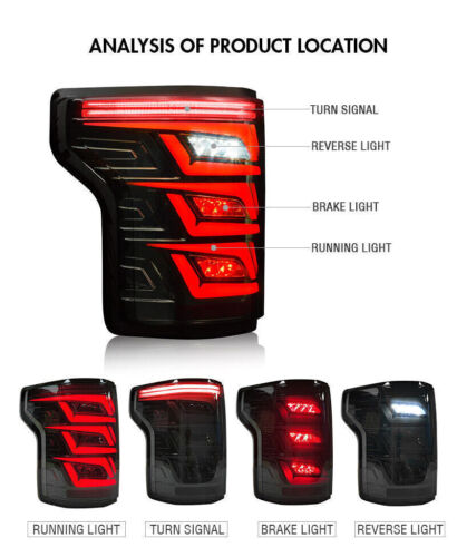 Pair LED Tail Light For Ford F150 2015-2020 Smoke Rear Lamps Sequential Assembly - Bild 4 von 16