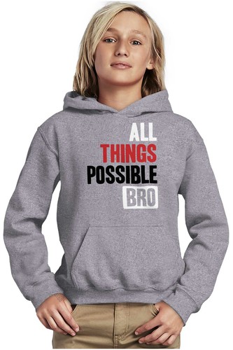 Cool Christian Faith All Things Possible Bro Youth Boys Hoodie Sweatshirts Kids - Picture 5 of 7