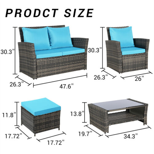 6 Pieces Rattan Outdoor Patio Furniture Set w/2 Removable Ottoman & Coffee Table - Picture 2 of 9