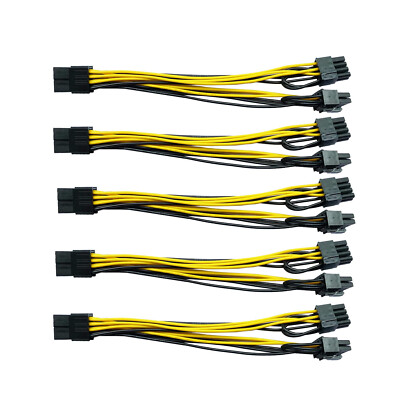 10 PCIE 6 Pin To Dual 8 Pin (6+2) GPU Power Cable Splitters - GPU Mining/Rig Setup