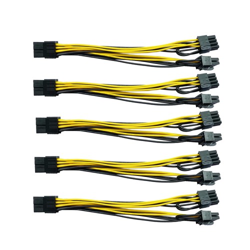 5-Pack PCI-E 6-pin to 8-pin (6+2) PCI Express GPU Power Adapter Cable Splitter - 第 1/12 張圖片