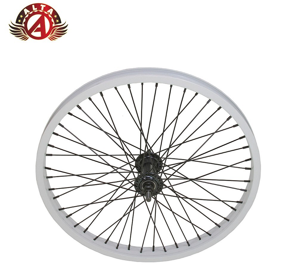 20&rdquo; x 2.125 BMX Sealed Bearing White Alloy 48 Spoke Wheel, Front or Rear 9T Cog.