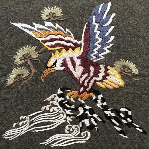 Japanese Pattern Eagle & Pine Ralph Lauren Purple Label Cashmere Knit Sweater M - Picture 5 of 8