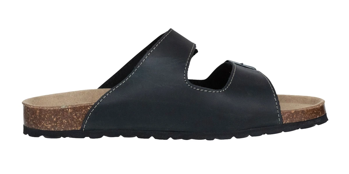 Herren Pantoletten Echtleder – Nubuk Sandalen mit Korksohle bequem & anatomisch