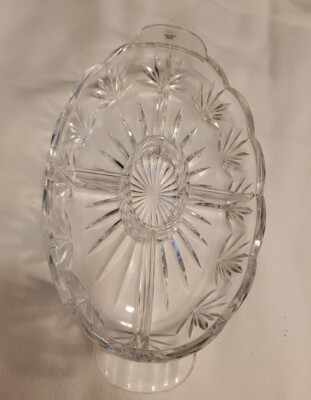 Royal Limited 24% Full Lead Crystal Czech Republic Large Heavy Relish Tray Dish