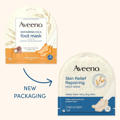 Aveeno Skin Relief Repairing Foot Mask w/ Prebiotic Oat – 1 Pair - Picture 6 of 6
