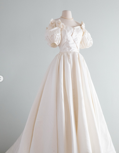 Victorian Wedding Dresses Short Sleeves 1950s A Line Vintage Bridal Gowns - Picture 2 of 8