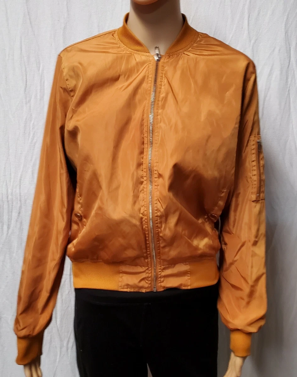 Cleo Orange Women's Full Zip bomber Utility jacket Size Large | eBay