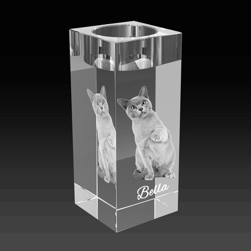 3D Crystal Candle Holder, Unique Birthday Wedding Anniversary 3D photo Gifts - Picture 2 of 15