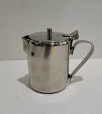Stainless Steel 8-8 Creamer w lid Diner Restaurant Cafe Retro Style Korea 3.25"h