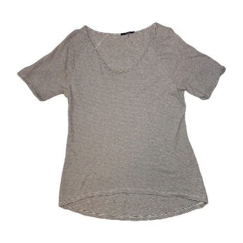 Tahari Kurzarm weiß & hellbraun gestreift Baumwollmischung Größe Medium Shirt/Top