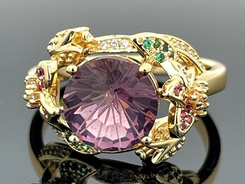 SCHMUCKJAGD RING GR. 20 (CA.63) GELBVERGOLDET MIT MULTI ZIRKONIA