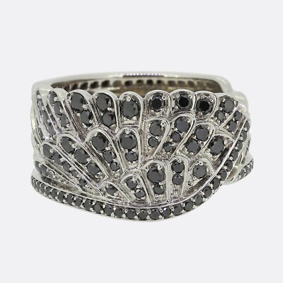 Garrard Ring mit schwarzem Diamant geflügelt - 18 kt Weißgold