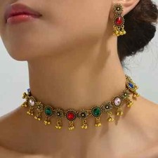 Bollywood Argento Placcato Etnico AD ZIRCONI Gioielli Bollywood Argento Placcato Etnico AD ZIRCONI Gioielli