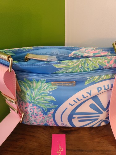 NWT Lilly Pulitzer Pompano Crossbody In Zanzibar Blu Swizzle Out #004503 - 第 5/9 張圖片