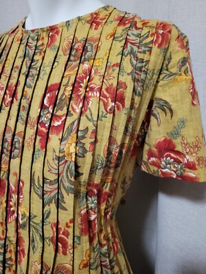 Fall Colors Linen Blend Midi Dress Pintuck Back-tie 6 Modest Positive  Attitude | eBay