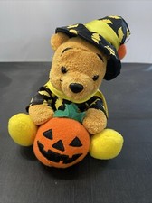 Winnie The Pooh Halloween Witch Pumpkin 7" Bean Bag Mini Plush Disney Store Rare