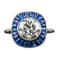 2Ct Round Cut White Blue Accent Engagement Ring In 925 Sterling Silver