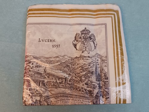 Tovaglioli di carta vintage WIDA Lucerna 1597 Berna fatti in Svizzera confezione da 25 sigillati - Foto 4 di 7