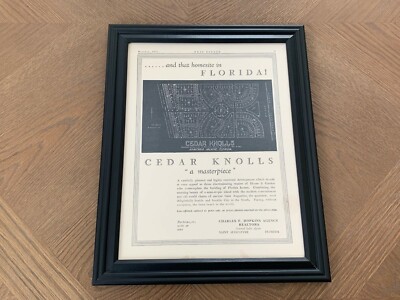 1925 Map of Anastasia Island Saint Augustine Florida Cedar Knolls Framed
