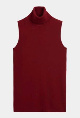 SUITSUPPLY Pullover Stricktop Rollkragen rot weinrot bordeaux L 40 Top