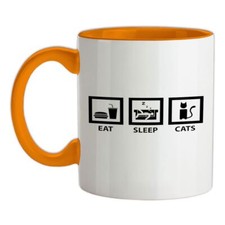 Eat Sleep Gatti - Tazza IN Ceramica - Cucciolo Animali Carino Regalo Love