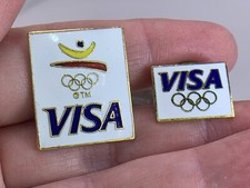 Olympic Memorabilia Barcelona 1992 VISA Lot of 2 Vintage Tack Pin T-4922