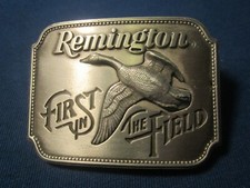 Pewter Belt Buckle REMINGTON First in the Field j20e 