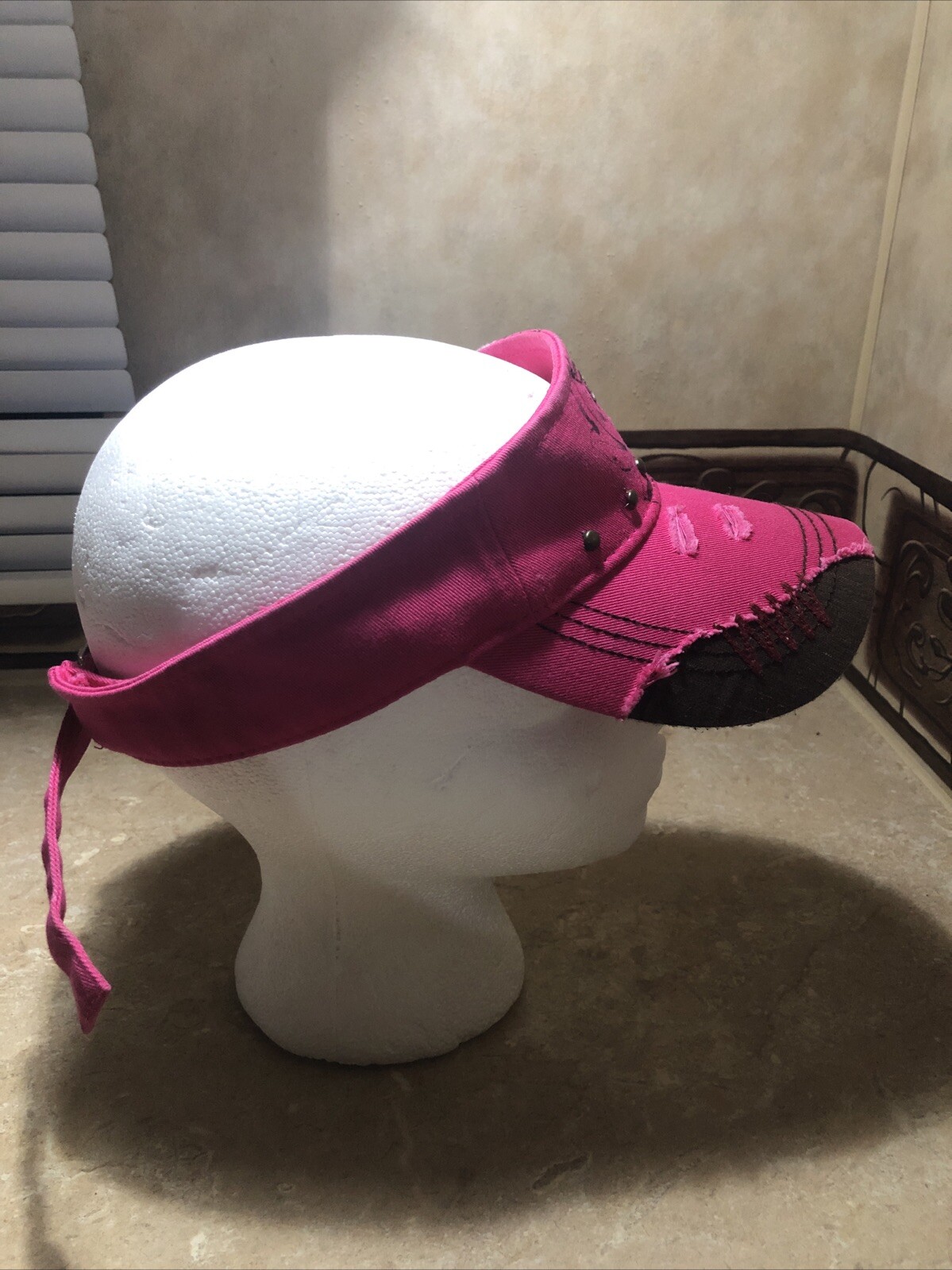 Pink Cross Sun visor Adjustable Strapback Bedazzl… - image 4