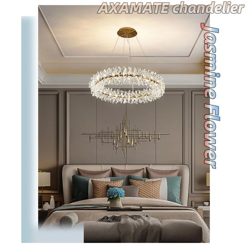 Modern Crystal Chandeliers D24 Gold Ring Chandelier Light Fixture Adjustable ... - Picture 7 of 8