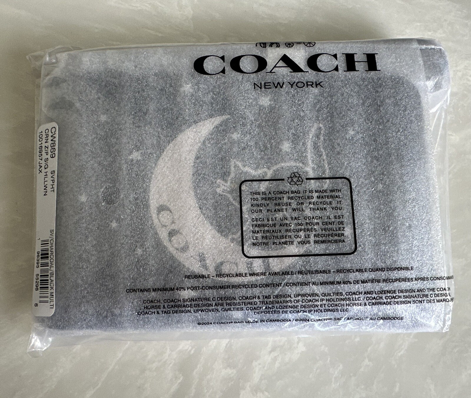 NWT COACH BLACK/MULTI HALLOWEEN SIGNATURE CORNER ZIP WRISTLET CW869