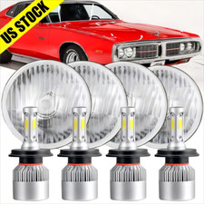 4pc 5.75 Led Round Headlights Halo Angel Eyes Drl For Dodge Charger 1966-1974 4pc 5.75 Led Round Headlights Halo Angel Eyes Drl For Dodge Charger 1966-1974
