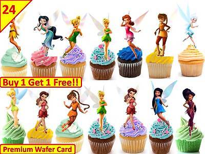 24 X TINKERBELL BIRTHDAY RICE PAPER CAKE TOPPERS