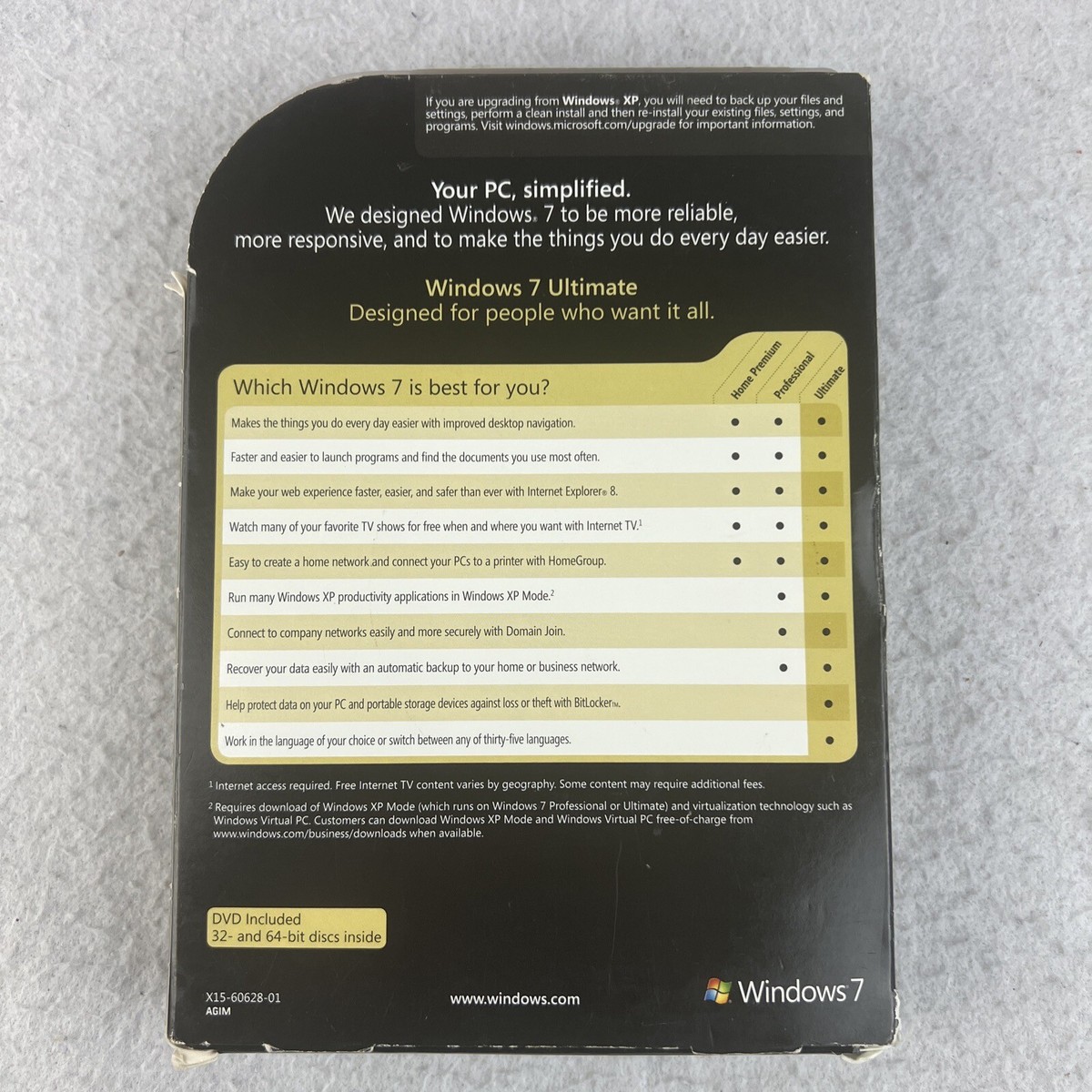 Microsoft Windows 7 Ultimate 32 & 64 Bit DVDs Genuine MS WIN Microsoft Windows 7 Ultimate 32 & 64 Bit DVDs Genuine MS WIN