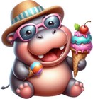 Hippo Summer Pool Party Wall Art Bedroom Window Car Vinyl Sticker Decal 6 Sizes