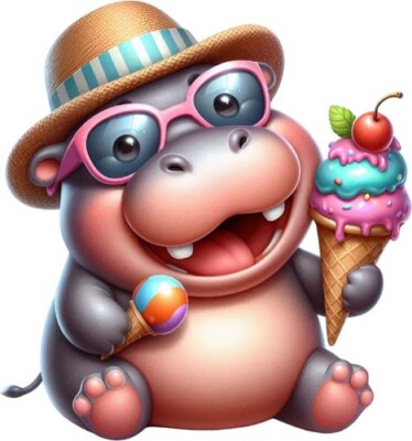 Hippo Summer Pool Party Wall Art Bedroom Window Car Vinyl Sticker Decal 6 Sizes
