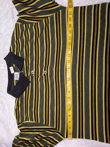 Vintage 90s BUGLE BOY Short Sleeve Polo Shirt Yellow Black STRIPED Youth Large - Picture 5 of 5