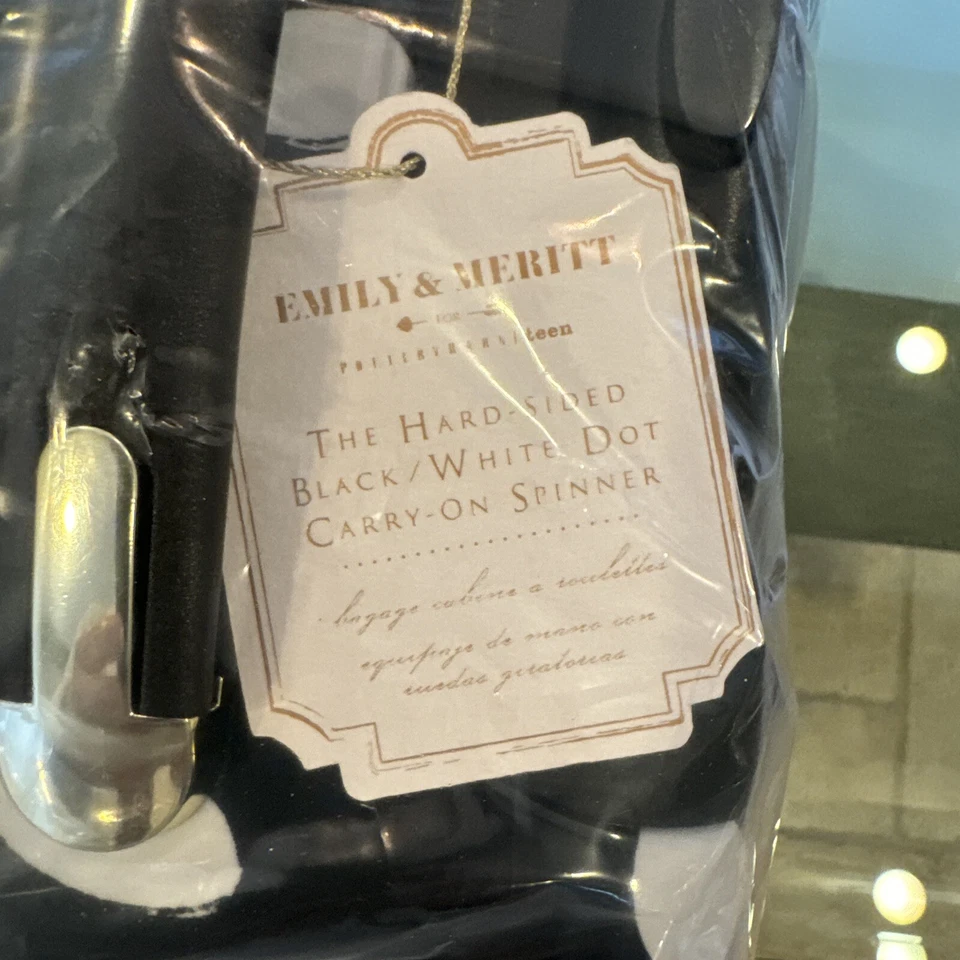 "Equipaje de mano Pottery Barn Teen Emily & Merit lados duros 22"" negro blanco" Foto 3 de 4