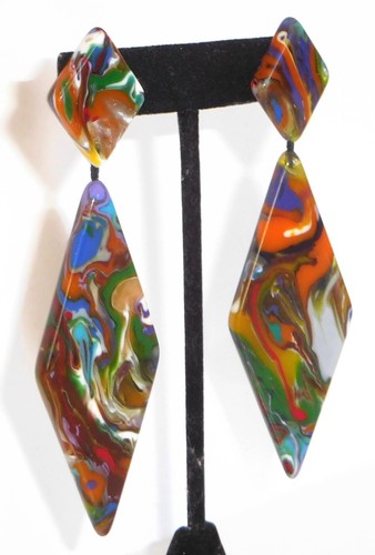 Sobral Neoconcretismo Nial Pollock 4.5" Statement Artist Made Post Earrings - Picture 7 of 7